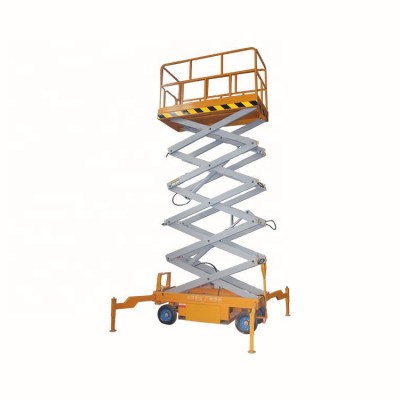 lifting weight 2T mobile hydraulic scissor work lift platforms powered Driving warehouse lift platform Scissor type-10m-1T