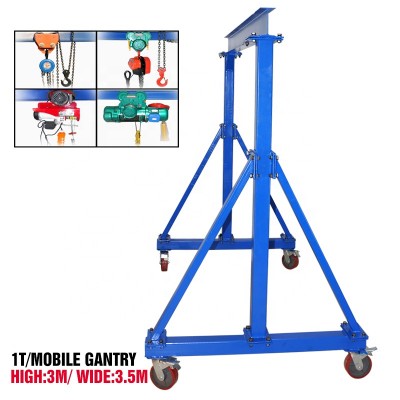 Adjustable Portable Mobile Gantry Cranes Aluminium, 1 Ton Light Duty Mini Lifting Gantry Crane Gantry Cranes 1T H3M W3M