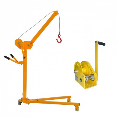 200kg 300kg 500kg Mobile mini crane Portable Small Lift  Floor Crane Foldable Shop used Full set 200kg(manual winch-1200 lbs)